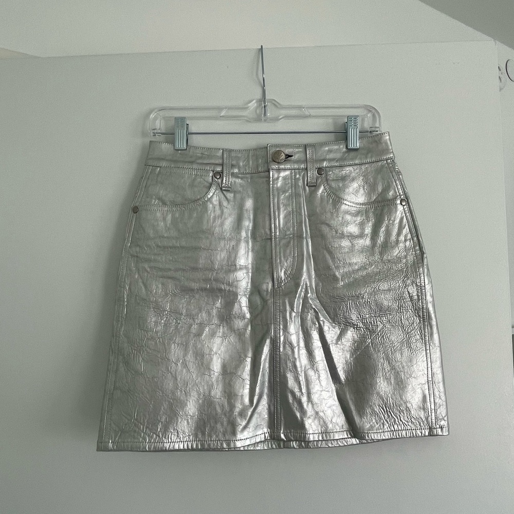Rag & Bone Silver Leather Miniskirt